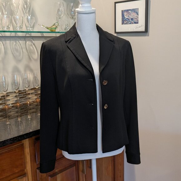 Vintage Sigrid Olsen Black Tapered Notched Collar Blazer/Jacket - Size 6 - Picture 3 of 6